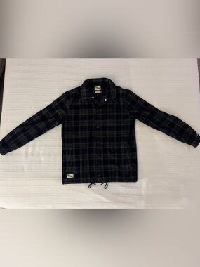 Tracksmith Men's Black and Navy Plaid Performance Field Jacket